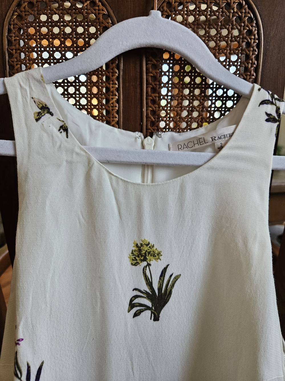 RACHEL Rachel Roy Cream Floral Tank Romper with Yellow & Green Blooms